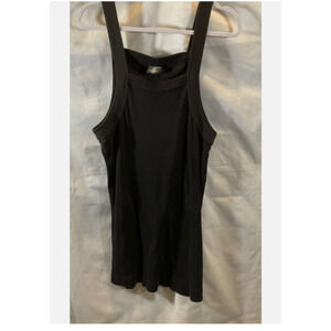 LEXEN Tank Top Womens XL Black Ribbed Square Neck Sleeveless Basic Casual